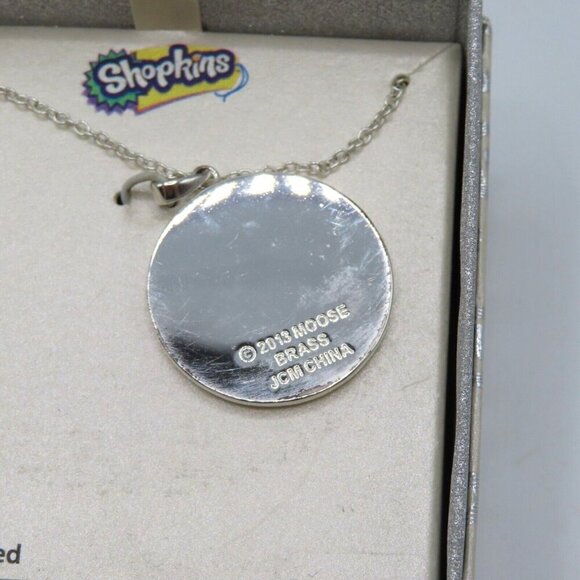Shopkins Fine Plated Silver Character Image Round Pendant Charm Necklace NEW - Picture 3 of 5